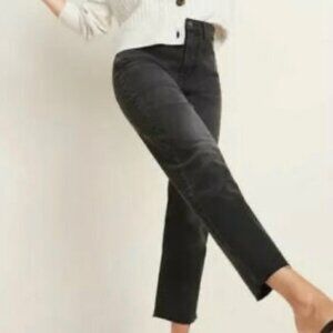 Old Navy Womens Black Wash Distressed Extra High-Rise Ski-Hi Straight Jeans Sz 2